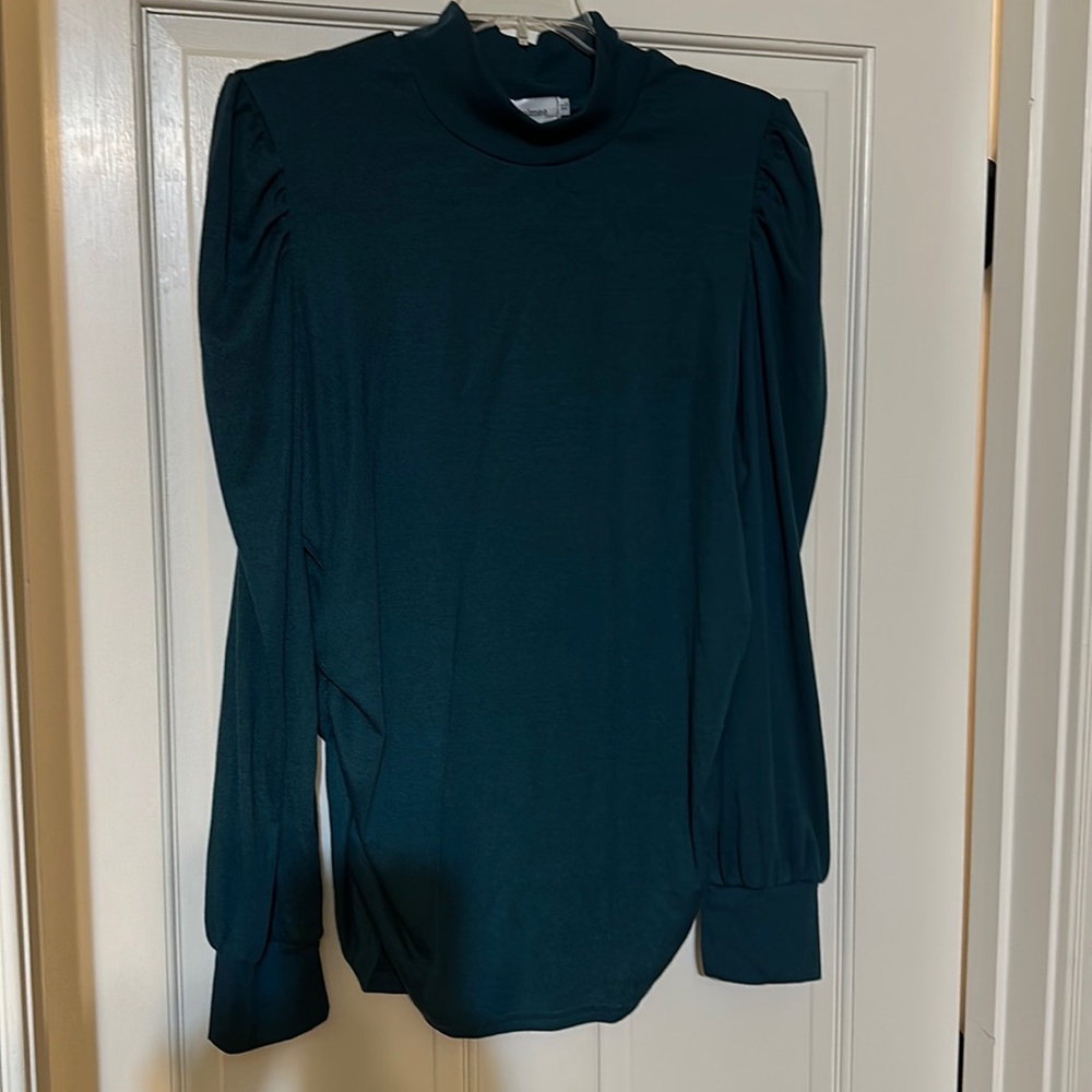 Coolme maternity knit ribbed top. Dark Green. XL
